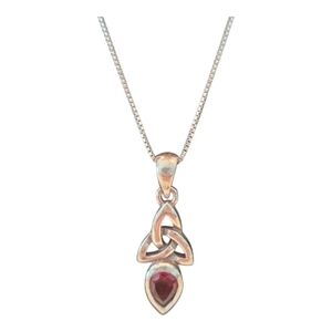 Sterling Silver Celtic Knot Garnet Necklace 925 Vintage Irish Style